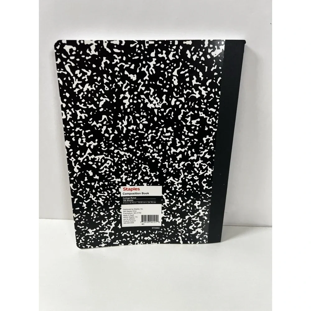 2x Staples Composition‎ Notebook Black College Ruled 100 Sheets